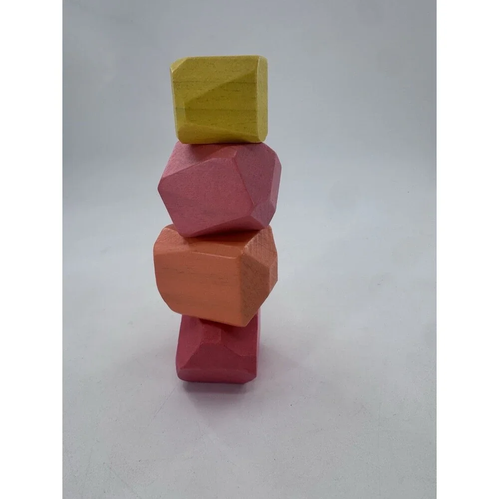 Lovevery 4 Solid Wood Stacking Boulders from The Free Spirit Play Kit Montessori